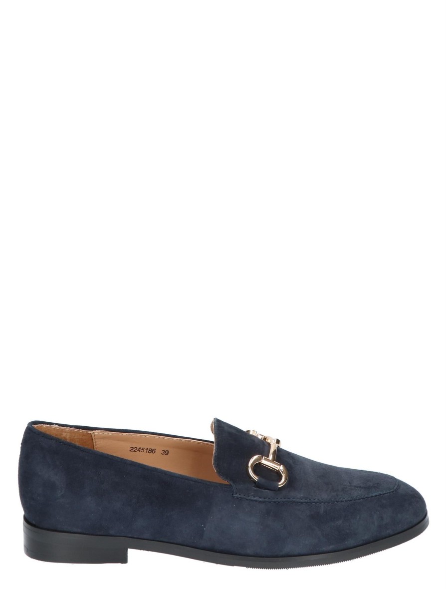 Dames Di Lauro Instapschoenen | Laure Dark Blue Suede Blauw2